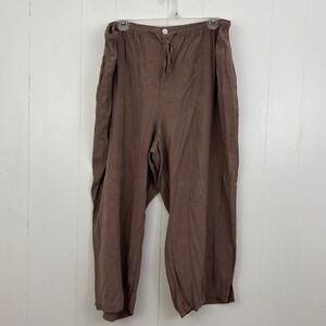 Jamaica Bay Woman Brown Silk Blend Jacquard Floral Relaxed Pants Plus Size 2X